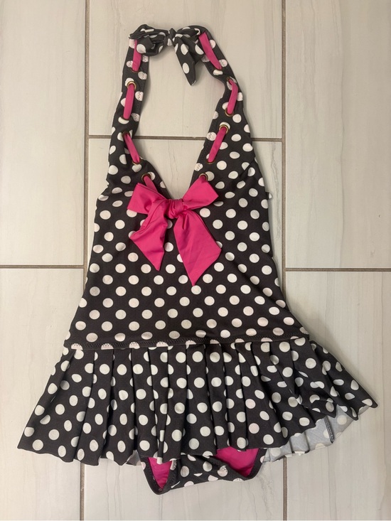 Betsey Johnson Other - Betsey Johnson Vintage Y2K Polkadot Halter Swimdress with Pink Bow